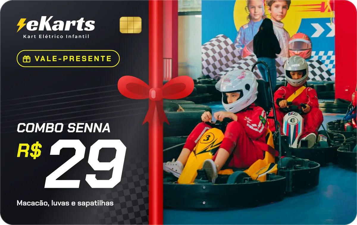 Vale-presente Combo Senna, kit de piloto com macacão, luvas e sapatilhas