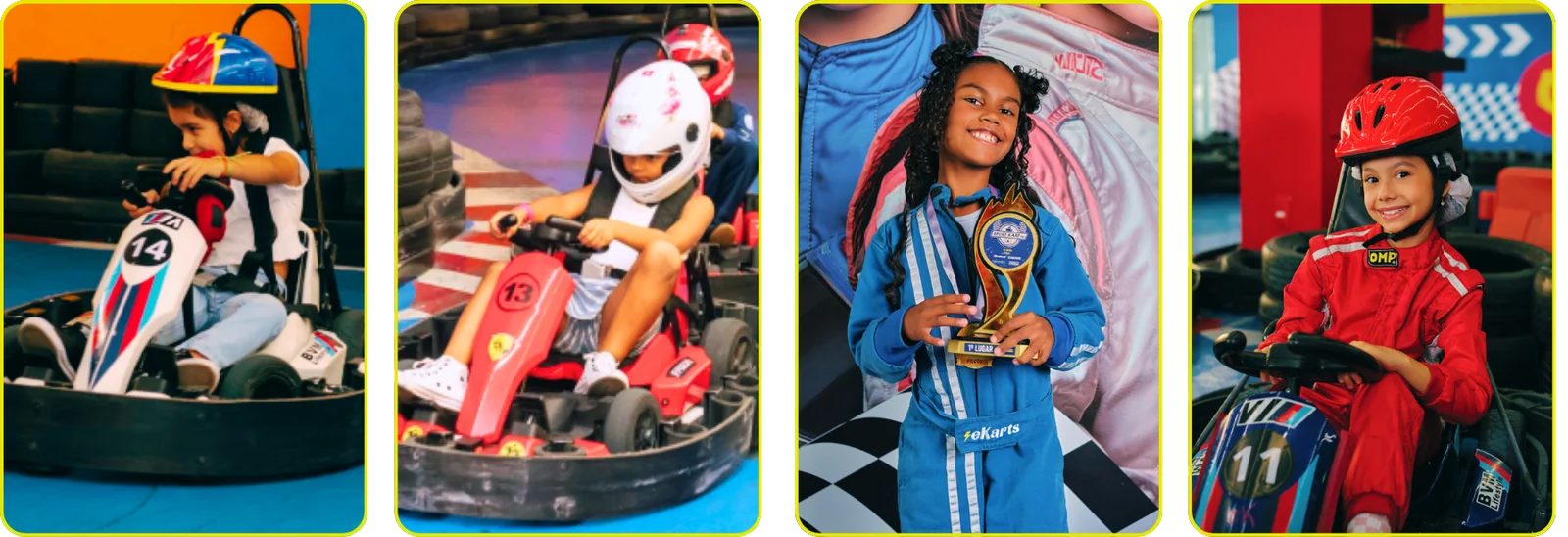 Pilotos mirins da eKarts, pioneira do kart elétrico infantil no Brasil