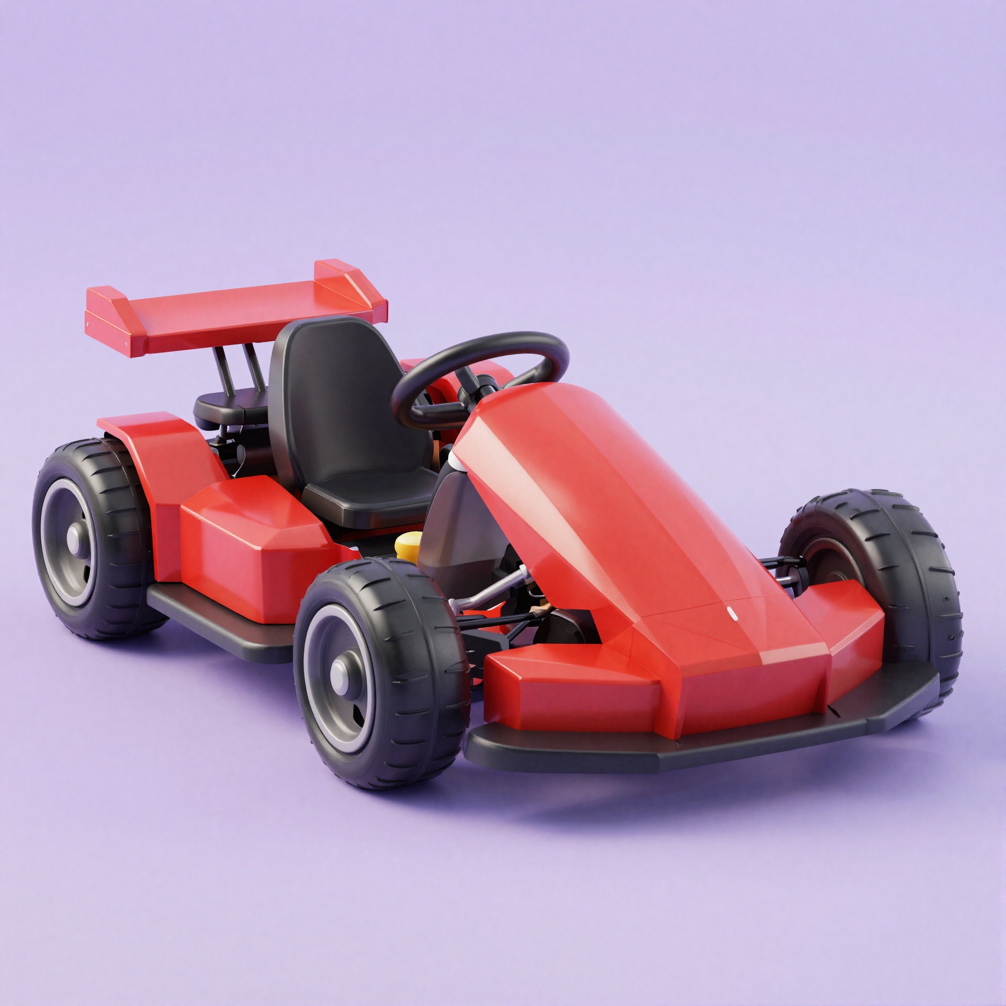 Kart de brinquedo vermelho em estilo cartoon 3D